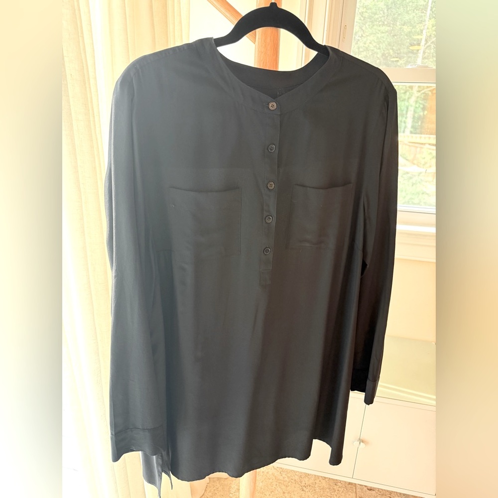 Talbots 100% Silk Popover Tunic - Black - 14W / XL